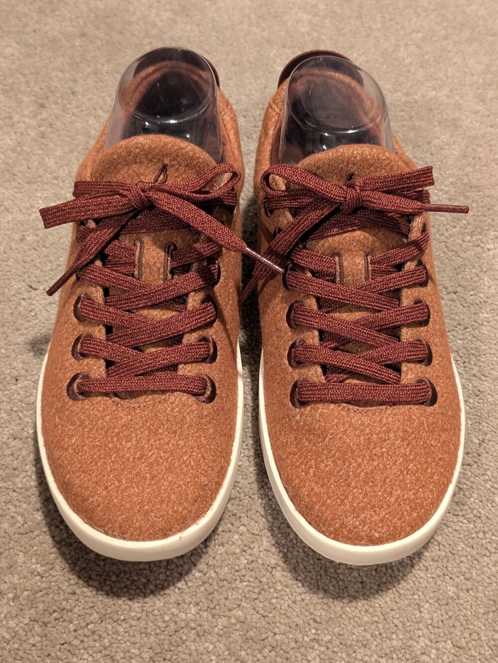 allbirds Women's Rust Red Orange Brown Wool Sneakers with Maroon Laces